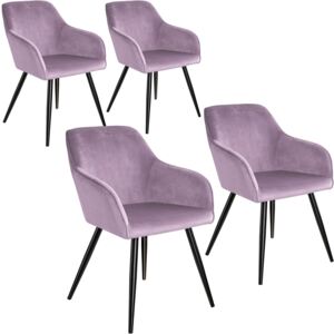 Tectake 404031 4x stol marilyn sammetsoptik - rosa/svart