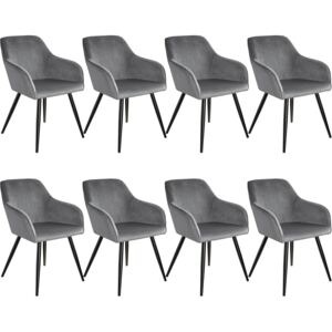Tectake 404037 8x stol marilyn sammetsoptik - grå/svart