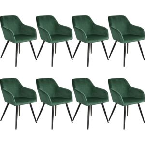 Tectake 404029 8x stol marilyn sammetsoptik - mörkgrön/svart