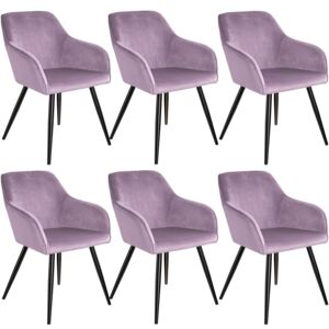 Tectake 404032 6x stol marilyn sammetsoptik - rosa/svart