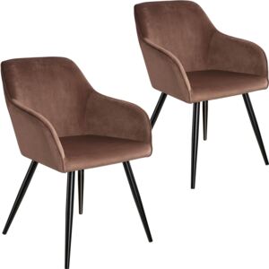 Tectake 404042 2x stol marilyn sammetsoptik - brun/svart