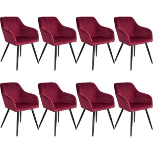 Tectake 404041 8x stol marilyn sammetsoptik - vinröd/svart