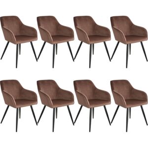 Tectake 404045 8x stol marilyn sammetsoptik - brun/svart