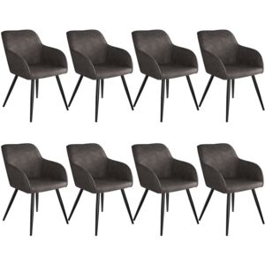Tectake 404081 8x stol marilyn tyg - mörkgrå/svart