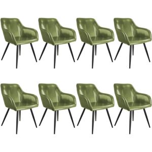 Tectake 404097 8x stol marilyn konstläder - mörkgrön/svart