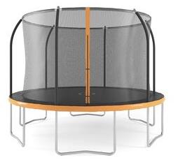 Studsmatta med säkerhetsnät - svart/orange - 366 cm + Jordankare - 4 st