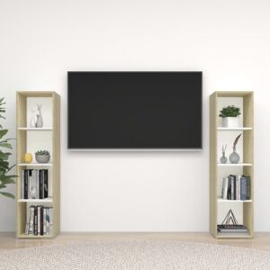 VidaXL TV-skåp 2 st vit och sonoma-ek 142,5x35x36,5 cm spånskiva