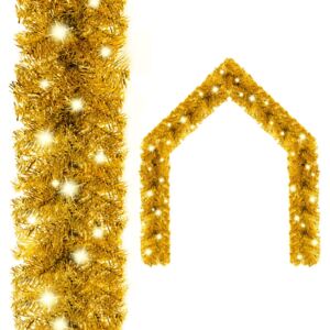 VidaXL Julgirlang med LED-lampor 5 m guld