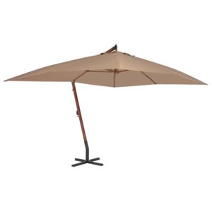 VidaXL Frihängande parasoll med trästång 400x300 cm taupe