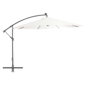VidaXL Frihängande parasoll med LED metallstång 350 cm sand