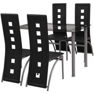 VidaXL Matbord och stolar 5 delar svart