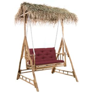 VidaXL 2-sits hammock med palmblad och dyna bambu 202 cm