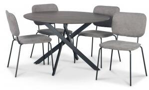 Hogrän matgrupp Ø120 cm bord i mörkt trä + 4 st Lokrume grå stolar