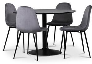 Seat matgrupp, matbord med 4 st Carisma sammetsstolar - Svart/Grå