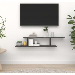 Väggmonterad tv-hylla svart 125x18x23 cm spånskiva