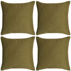 VidaXL Kuddöverdrag 4 st linne-design 50x50 cm grön