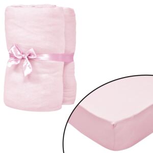VidaXL Dra-på-lakan för barnsäng 4 st 40x80 cm bomullsjersey rosa