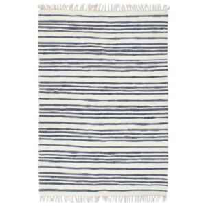 VidaXL Handvävd matta Chindi bomull 80x160 cm blå och vit