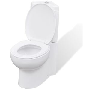 VidaXL Keramisk toalettstol i hörnmodell vit