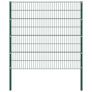 VidaXL Stängselpanel med stolpar järn 1,7x1,6 m grön