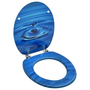 VidaXL Toalettsits med lock MDF vattendroppar blå