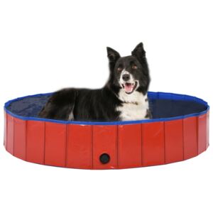 VidaXL Hopfällbar hundpool röd 160x30 cm PVC