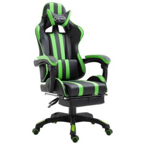 VidaXL Gamingstol med fotstöd grön konstläder