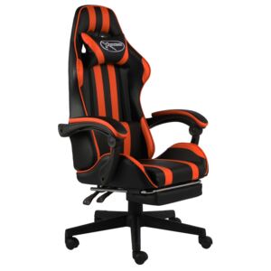 VidaXL Gamingstol med fotstöd svart och orange konstläder