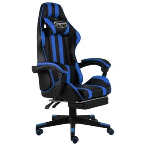 VidaXL Gamingstol med fotstöd svart och blå konstläder