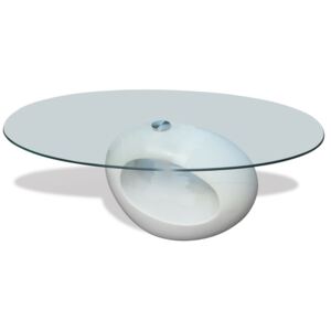 VidaXL Soffbord med oval bordsskiva i glas högglans vit
