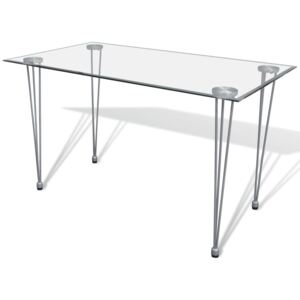 VidaXL Matbord med bordsskiva i glas genomskinlig