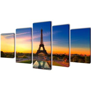 VidaXL Uppsättning väggbonader på duk: Eiffeltornet 100 x 50 cm