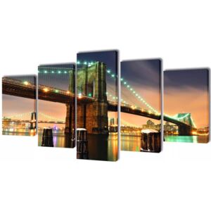 VidaXL Uppsättning väggbonader på duk: Brooklyn Bridge 100 x 50 cm