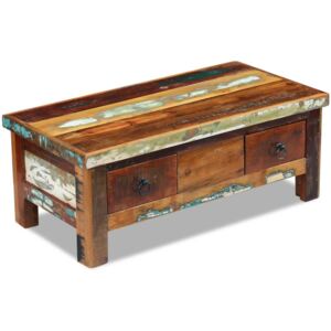 Soffbord med lådor massivt återvunnet trä 90x45x35 cm