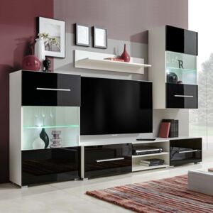 TV-möbel med väggskåp och LED 5 delar svart