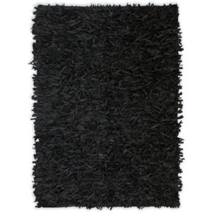 VidaXL Shaggy-matta äkta läder 120x170 cm svart