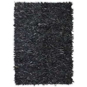 VidaXL Shaggy-matta äkta läder 80x160 cm grå