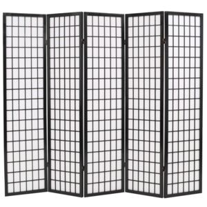 VidaXL Rumsavdelare med 5 paneler japansk stil 200x170 cm svart