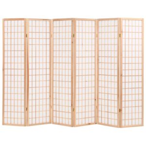 VidaXL Rumsavdelare med 6 paneler japansk stil 240x170 cm naturlig