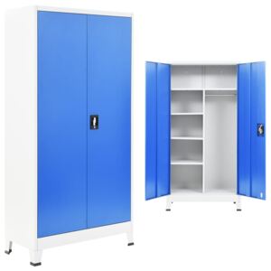 VidaXL Förvaringsskåp med 2 dörrar metall 90x40x180 cm grå och blå