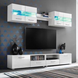 VidaXL TV-möbel 5 delar med LED-belysning högglans vit