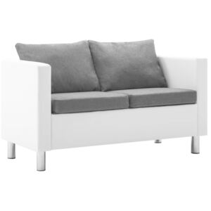 VidaXL 2-sitssoffa i konstläder vit och ljusgrå