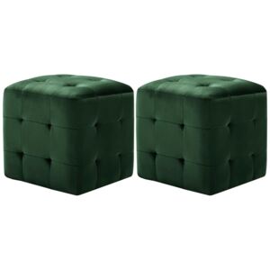 VidaXL Sängbord 2 st grön 30x30x30 cm sammetstyg