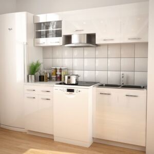 VidaXL 5 delars köksskåp set med köksfläkt högglans vit