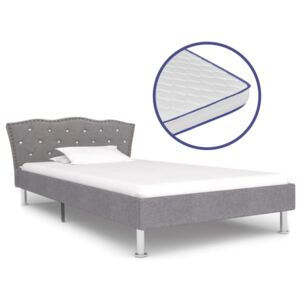 VidaXL Säng med memoryskummadrass ljusgrå tyg 90x200 cm