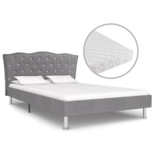 VidaXL Säng med madrass ljusgrå tyg 120x200 cm