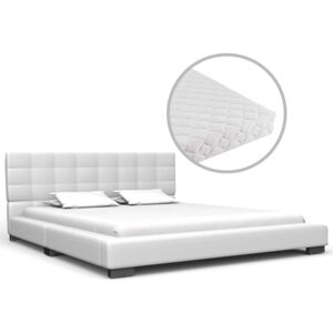 VidaXL Säng med madrass vit konstläder 140x200 cm
