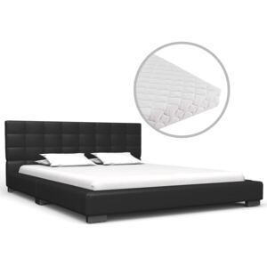 Säng med madrass svart konstläder 140x200 cm