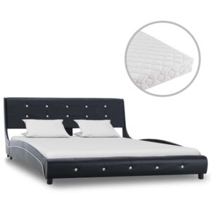 VidaXL Säng med madrass svart konstläder 140x200 cm