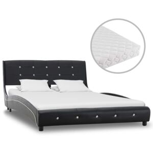 VidaXL Säng med madrass svart konstläder 120x200 cm